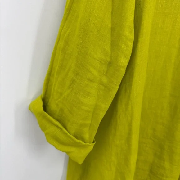 BRYN WALKER 100% Heavy Linen LEO bright green Lagen look Hilo TUNIC L - Picture 4 of 9